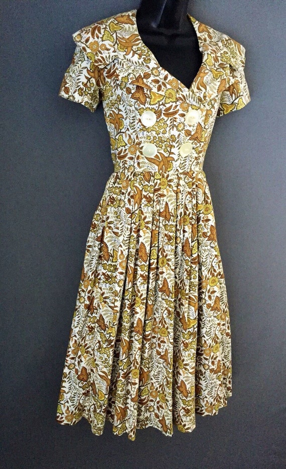 40's Floral Print Dress Vintage Day Dress 1940's House