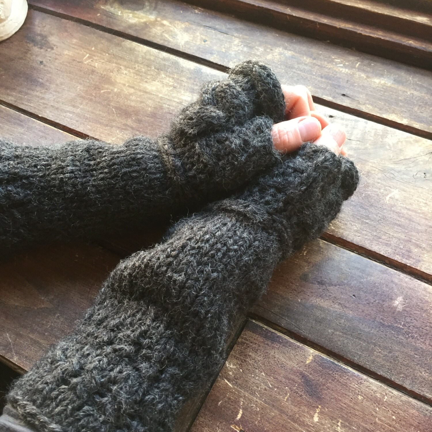 Fingerless Gloves with Thumb Hole Gusset or Hand and Wrist