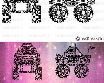 Zentangle Monster Truck Pattern Cutting Files SVG PNG EPS ClipArt Instant Download Iron On Heat Transfer Zentangle Monster Truck Pattern Cutting Files SVG PNG EPS ClipArt Instant Download Iron On Heat Transfer