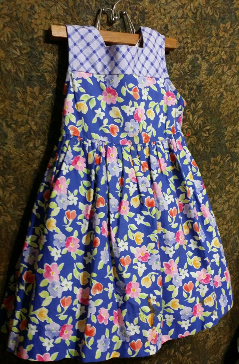 The cutest little girl royal blue vintage dress with mufti