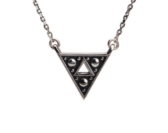 Triangle Triforce Necklace Sterling Silver Charm Boho Jewelry - Moon Dots Collection - FPE020