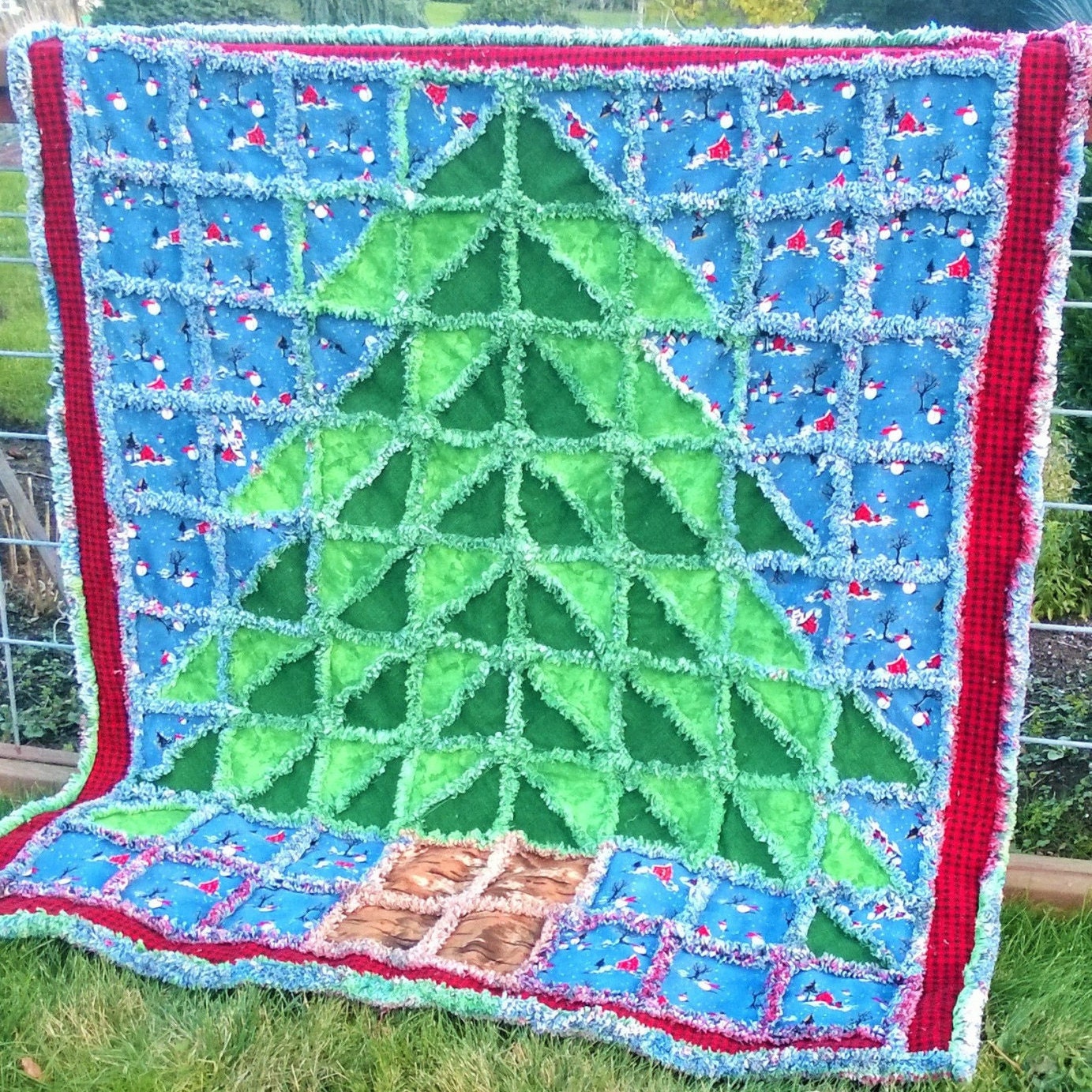 OH Christmas Tree Rag Quilt Pattern