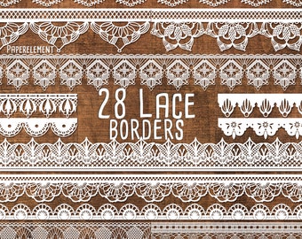 Lace Border Clipart Pack: Lace Border Clip Art, Lace Trim, Lace Vector, Wedding Clip Art Images, White Lace Digital Border, Wedding Graphics