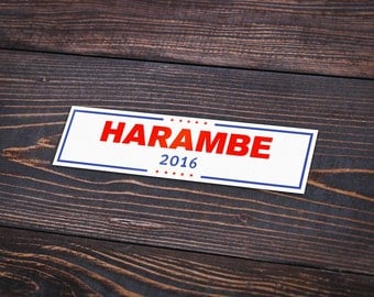 Harambe 2016 - Pack Of 3 - 4" Long - Personalized Sticker - Die Cut