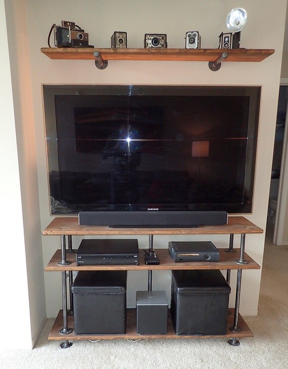 Industrial pipe entertainment center/tv stand