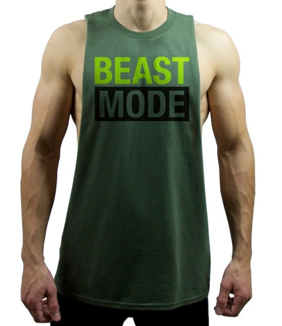 Beast Mode Gym Cut off Shirt Green