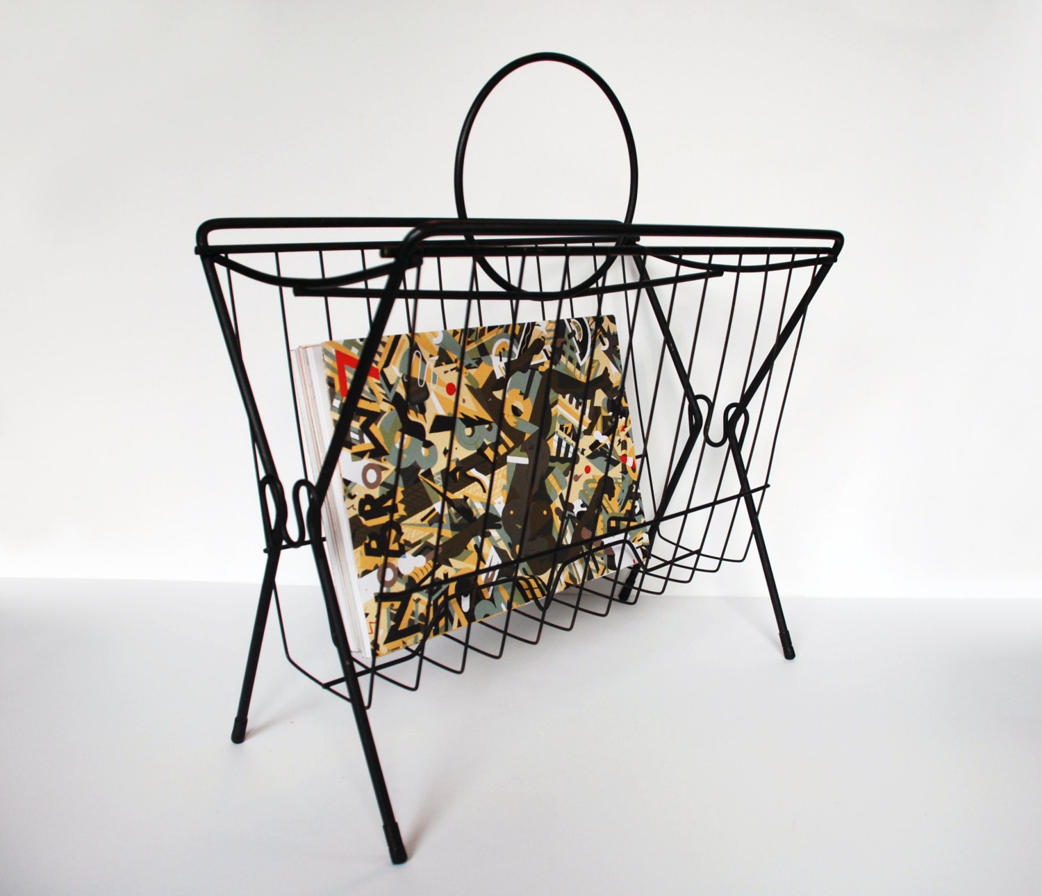 Wire Magazine Rack, Record Holder, Metal Magazine Holder, Retro Rack