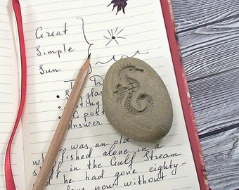 Engraved Seahorse Beach Stone Paperweight Pebble Art Beach Wedding Decor Wedding Pebble Art Coastal Decor Beach
