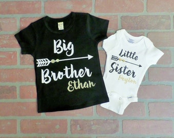Personalized Big Brother/ Little Sister Shirt / Onesie set