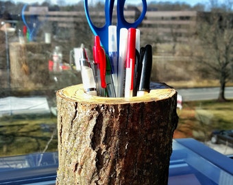 Spalted Maple Rustic Wood Pencil Holder, Pen Holder, Office Decor, Wood Desk Organizer, Pencil Cup Desk Accessory Teacher Gift, Rustic Décor