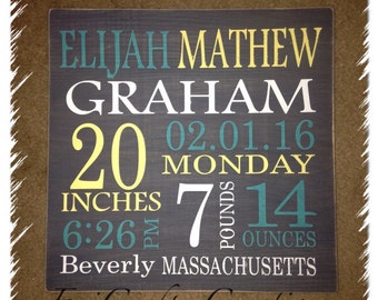 Custom Painted Wood Birth Announcement Signs