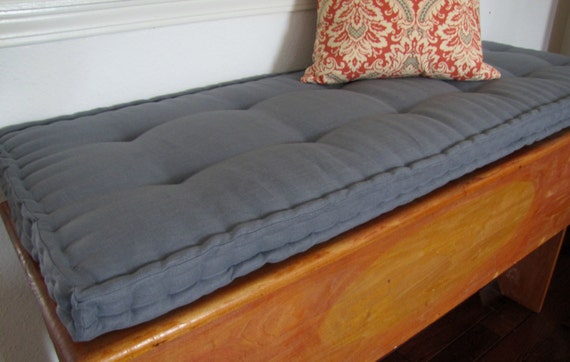 Custom Bench Cushion Gray Linen Window Seat Cushion French
