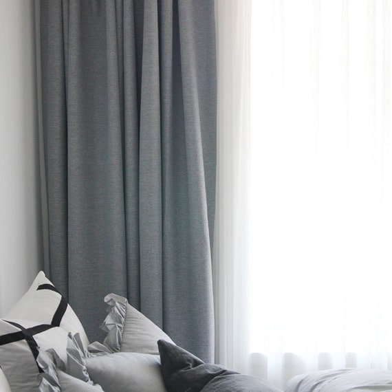 Light Grey Woven Textured Classic Blackout Curtain