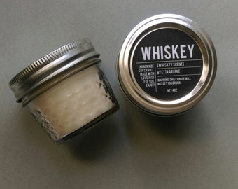 Whiskey Candle - Scented Soy Candle - Booze Candle - Gift for Whiskey Lovers - 21st Birthday Gift by Etta Arlene Candles