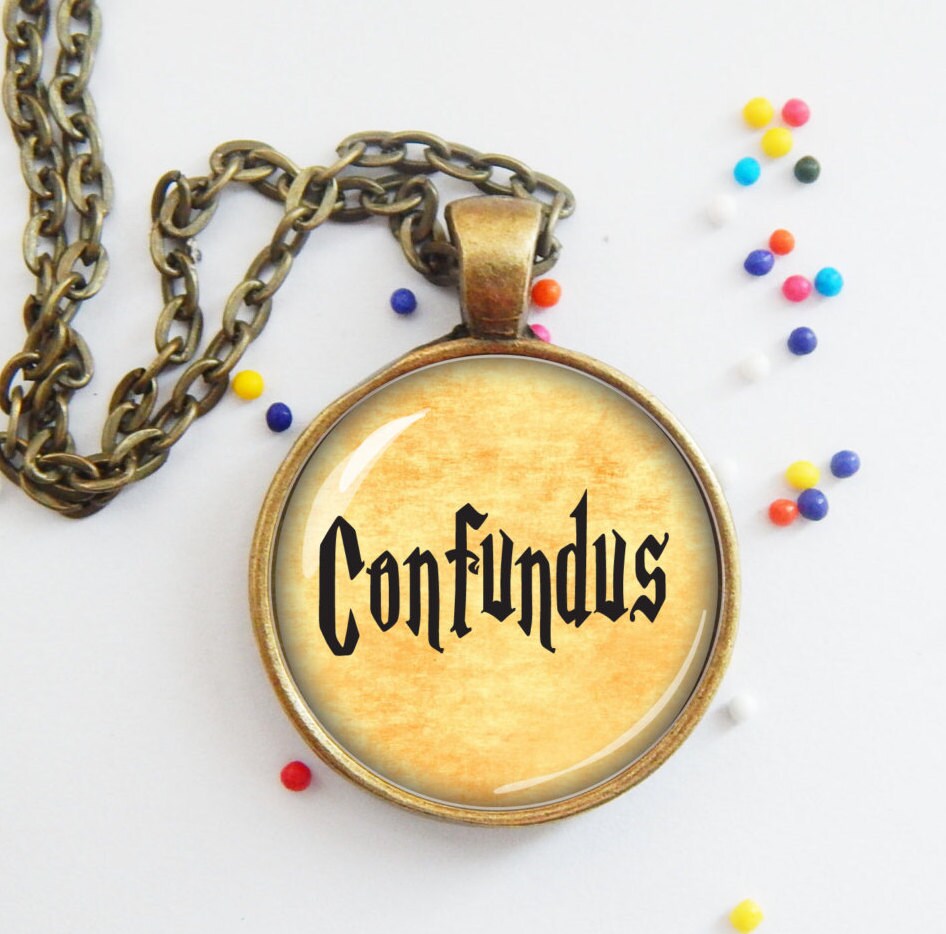 Confundus charm pendant magic spell necklace quote jewelry