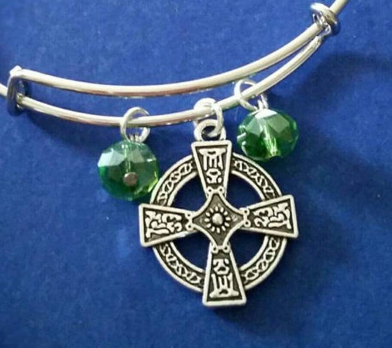 Items similar to Irish Jewelry, Celtic Cross, Irish Theme Bangle