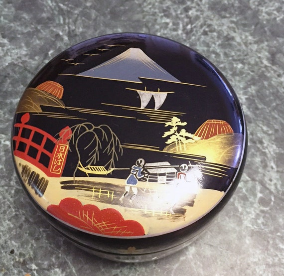 Vintage Japanese Lacquerware Coasters & Box Oriental Bar