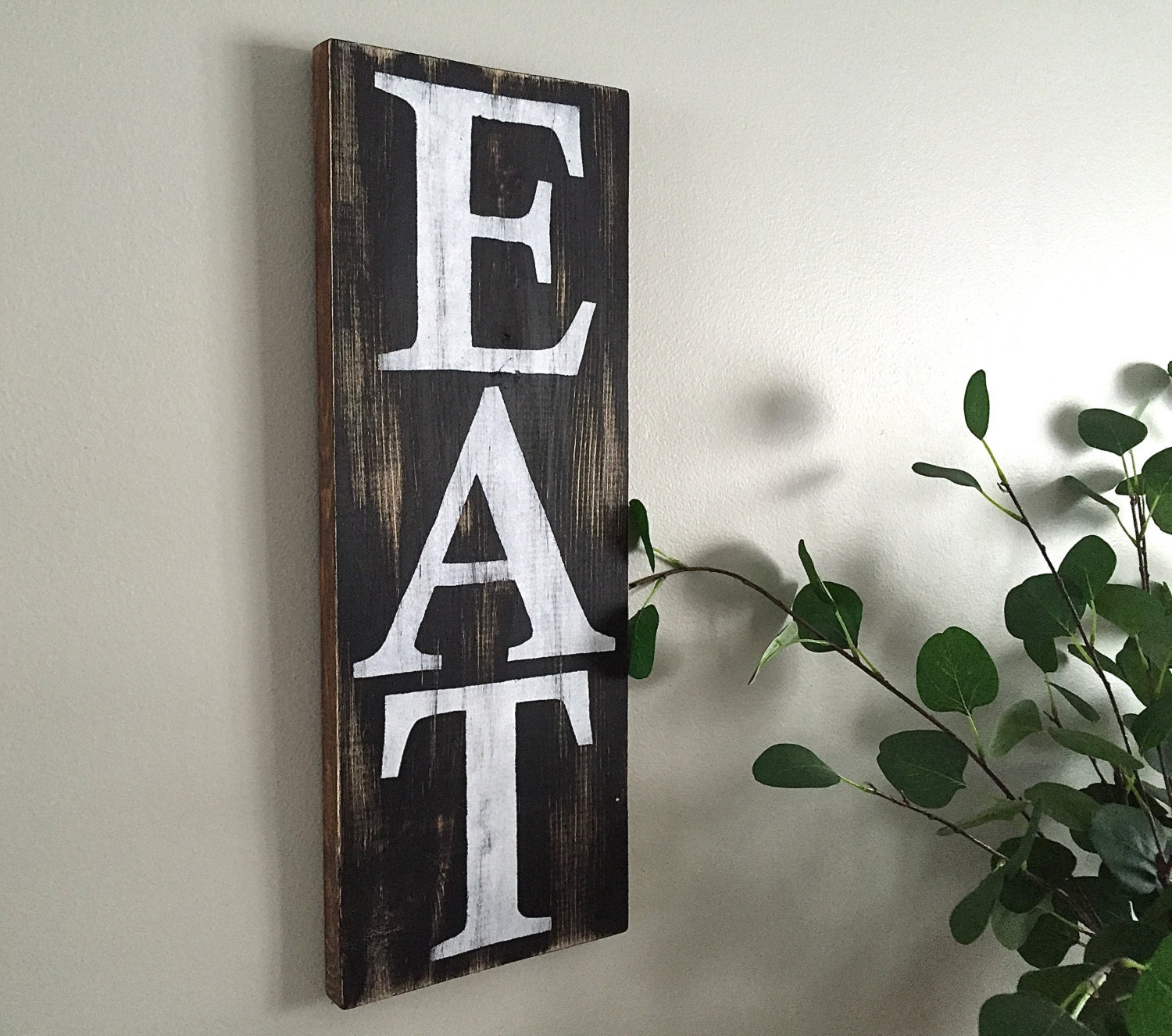 Eat Sign b/w Kitchen Decor Kitchen Sign Rustic Wall