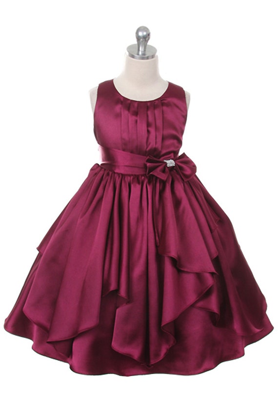 Flower girl dress Burgundy layered ruffled with by CreativeCabral