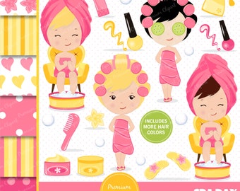 Spa girl clipart, Spa party, Spa clipart, Girl clipart, Spa girl, Spa graphics, Girls spa party for commercial use - CL129