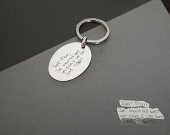 30% OFF -- Actual Fingerprint KEYCHAIN - Handwriting Keychain - Fingerprint Disc Charm - Personalized Memorial Gifts - Christmas Gifts