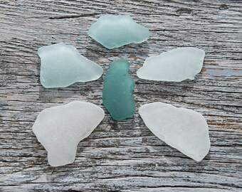 Wavy sea glass L sea glass Pendant sized sea glass Wedding glass Craft jewelry Fine sea glass Sea glass for jewelry Large size / 6 pcs
