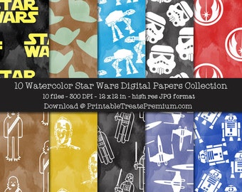 Watercolor Star Wars Digital Paper Pack