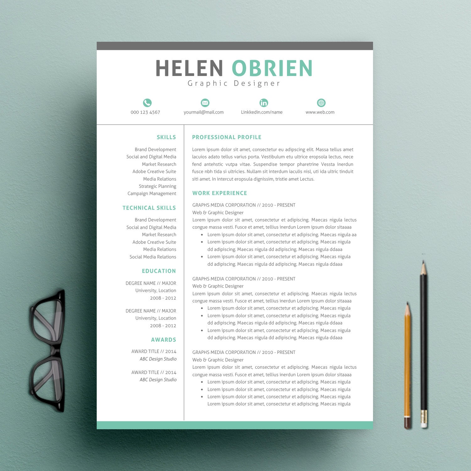 professional resume template cv template cover letter