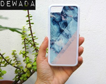 iPhone 7 case marble - Available for iPhone 6s, iPhone 7 plus, iPhone 6, iPhone 6 plus, iPhone 5, iPhone SE - blue marble - sweet pink