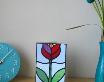 Greeting card Blank Tulip Stained glass design