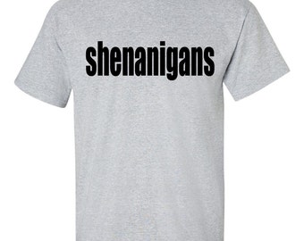 Spiral 'Shenanigans' Long Sleeve T-Shirt – Black Leprechaun Graphic Tee, 100% Cotton