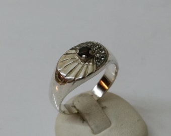 Garnet ring with crystals 925 Silver ring SR451