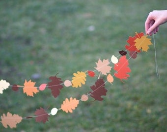 Autumn Fall Leaves Garland, paper garland, autumn home decor, fall autumn leaves decor, fall party garland, autumn decorations, autumn party