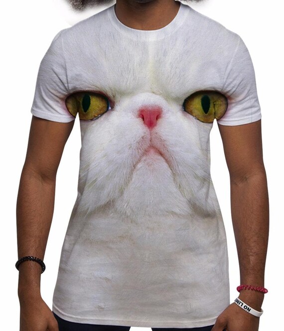  3D  Print T Shirt With Persian  Cat  Face Sublimation Mens