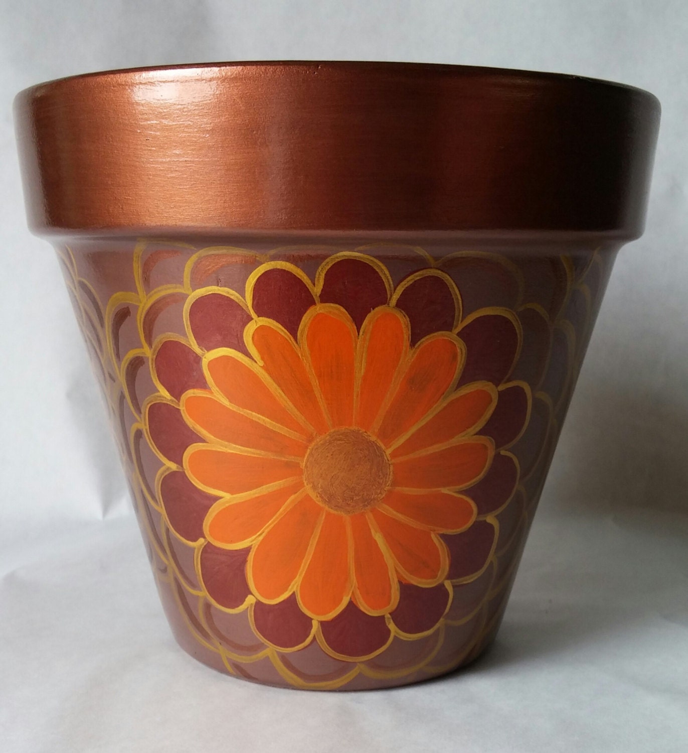 Hand painted flower pot painted clay pot flower pot hand