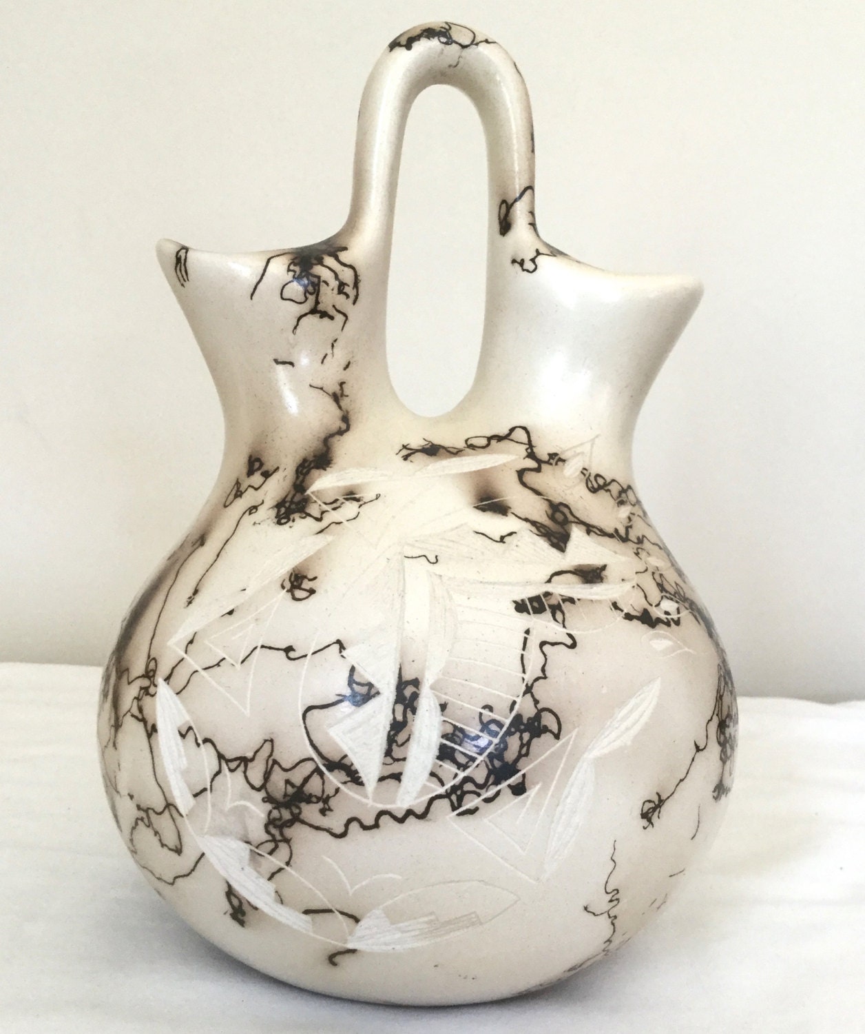 Horsehair Pottery Wedding Vase by Tom Vail