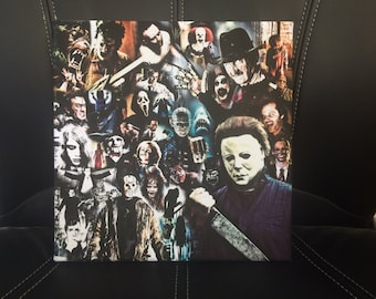 Horror Canvas Print - Various Sizes - Horror Legends Collage - Freddy Krueger, Michael Myers, Jason Voorhees, Leatherface, Scream, Jaws etc.