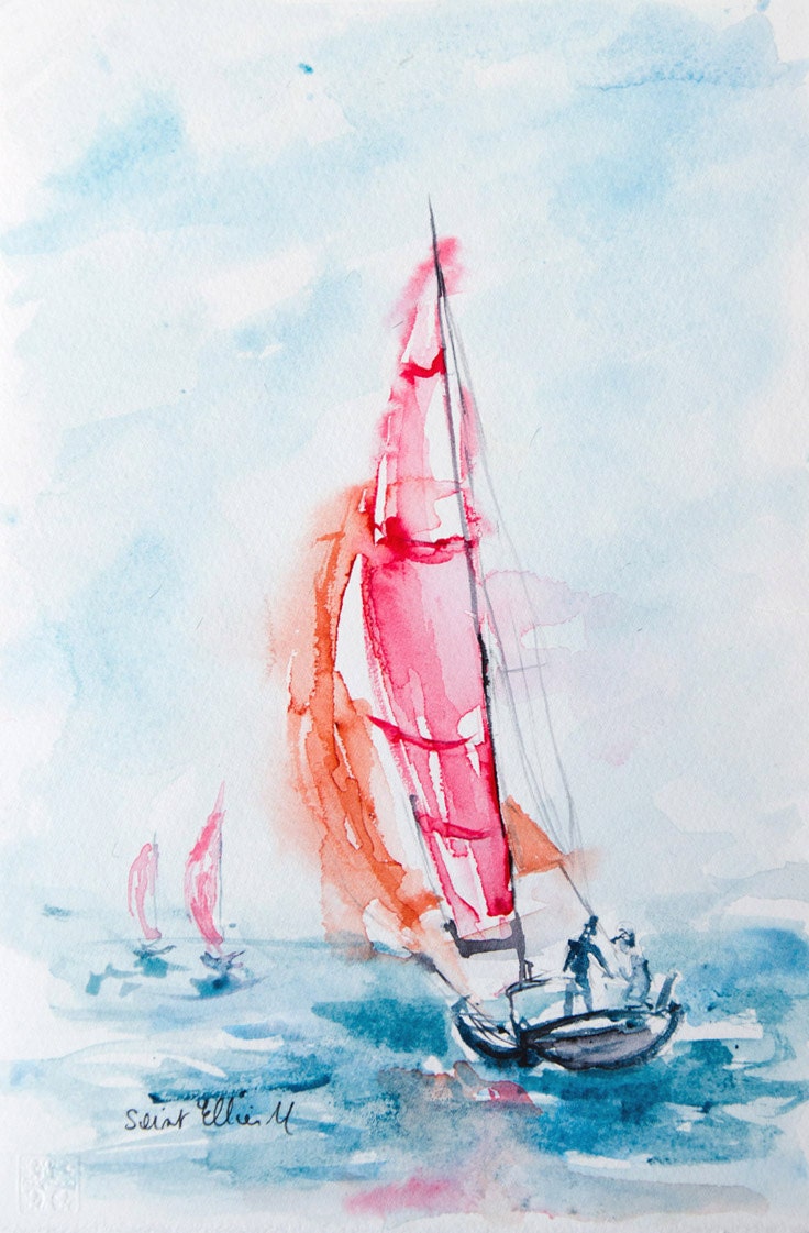 sailboats in watercolor
