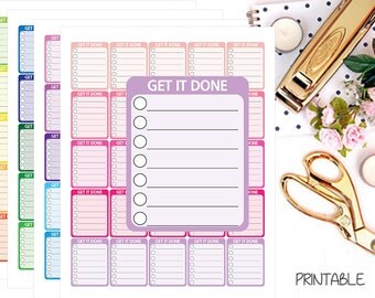 Printable Planner Stickers, Get It Done Stickers, To Do Stickers, Checklist Stickers for Erin Condren Planner, Functional Stickers