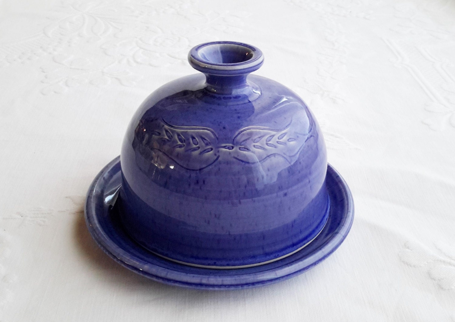 round ceramic butter dish with lid handmade by RobinBadgerPottery