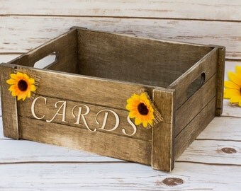 Sunflower Card Box Rustic Wedding Card Beach Box Wedding Decor Wooden Card Box Wedding Card Box Chest Sunflower wedding