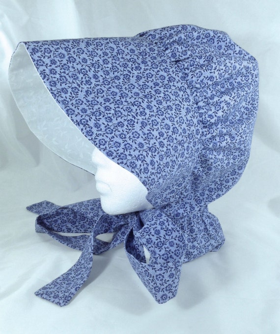 Pioneer Bonnet Womens Sun Bonnet Blue Calico By Handcraftsbyjoann