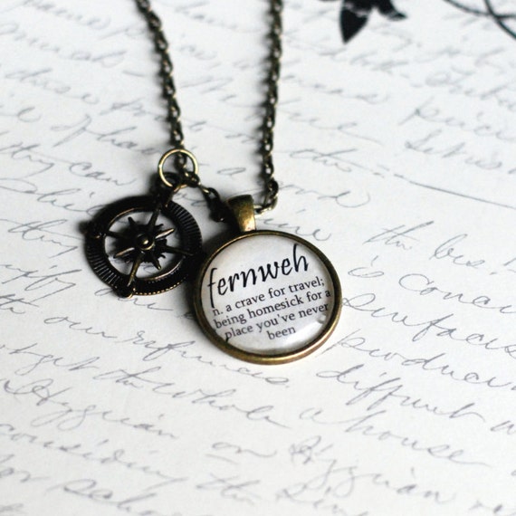 FERNWEH definition pendant travel jewelry wanderlust