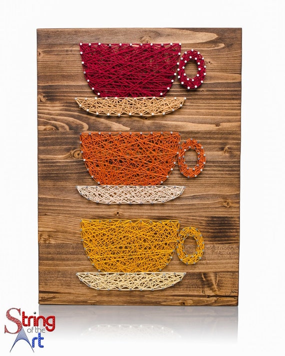 String Art DIY Kit Coffee Cups String Art by StringoftheArt