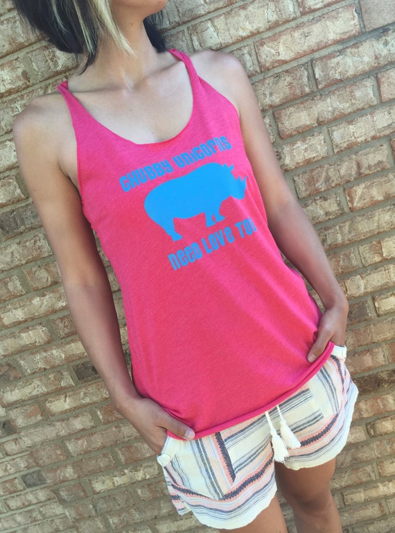 Funny Tank Top Womens Chubby Unicorns by Serendipitybeyondtee