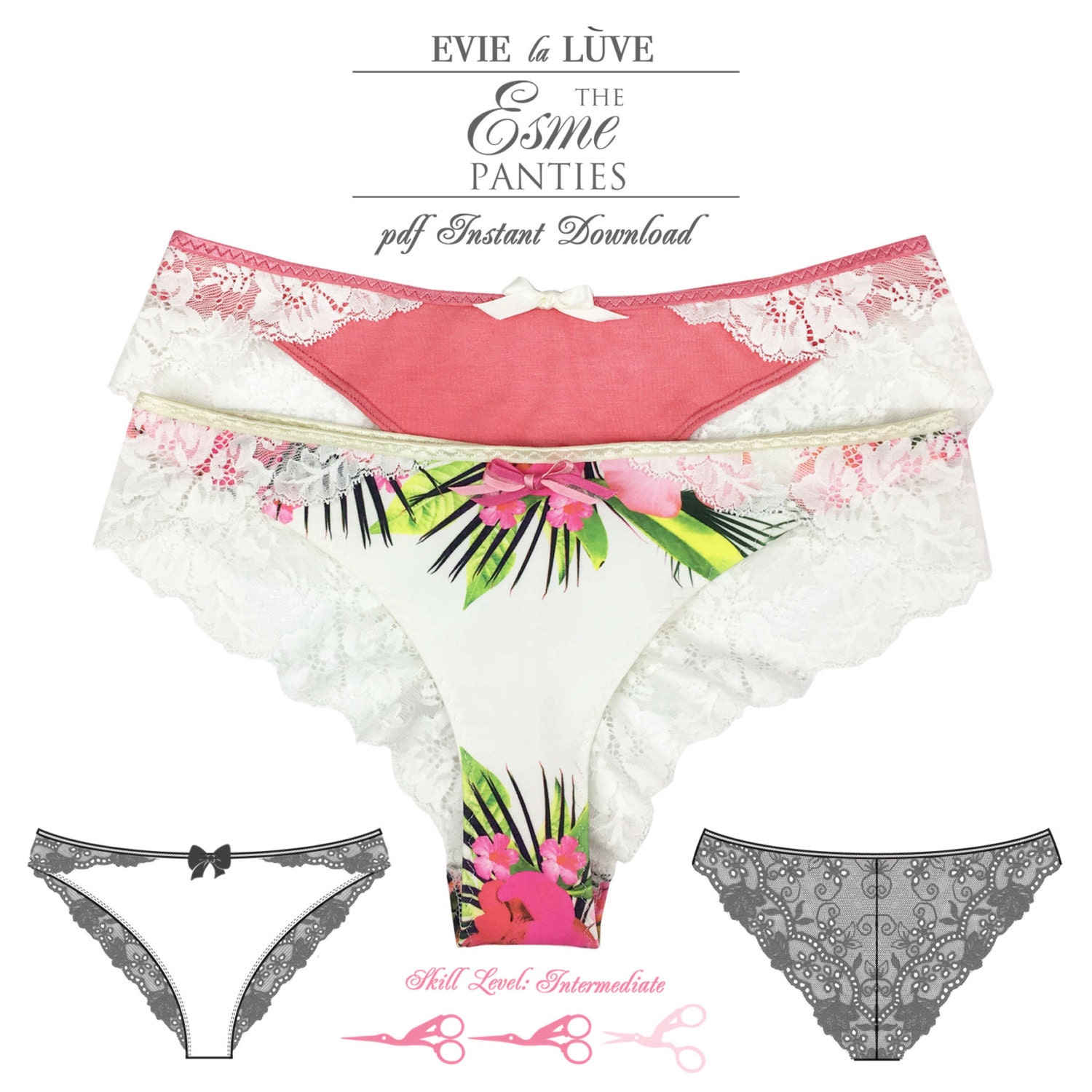 DIGITAL Lingerie Sewing Pattern Esme Knickers / panties