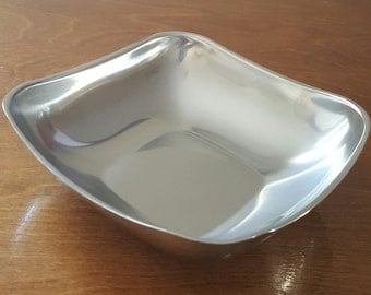 Mid century Alfra Alessi square fruit bowl Carlo Mazzeri design Made in Italy