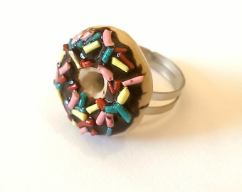Colorful Donut Ring, Donut Jewelry Food Jewelry, Cute Rings, Kawaii jewelry, Food Charms, Quirky Gifts, Lolita Jewelry