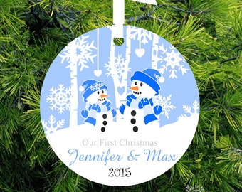 Our First Christmas Ornament Personalized Ornament Mr & Mrs Christmas Gift Wedding Gift Snowman Couple - Item# ORS223 - lovebirdschristmas