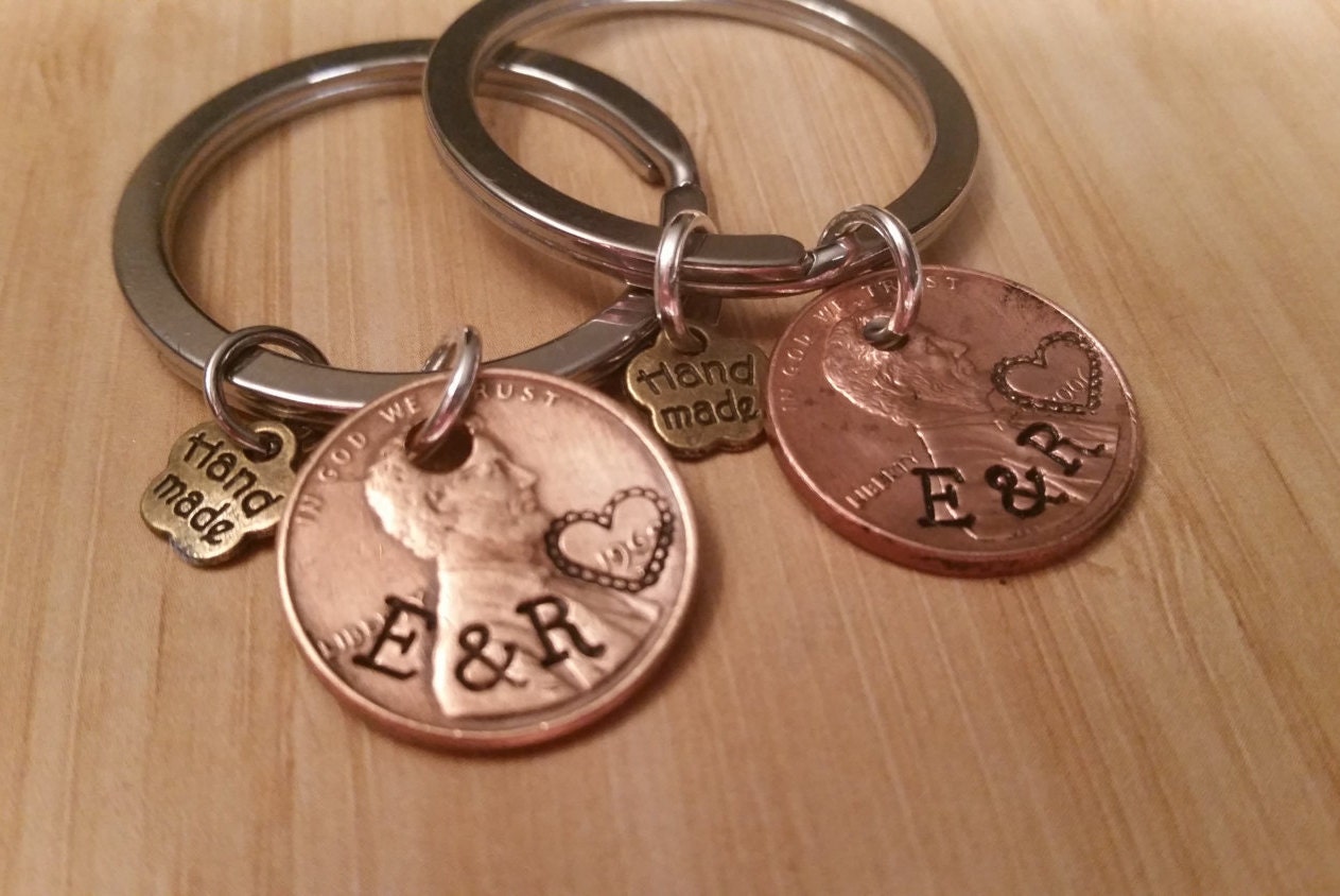 Matching keychains Customized penny 1st by RusticMidwestCharm